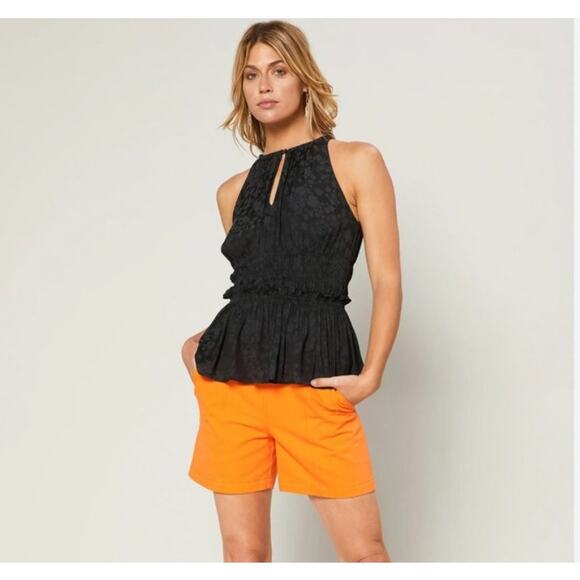 CURRENT AIR Los Angeles Floral Jacquard Top Size Large Charcoal Black Sleeveless - Picture 2 of 11